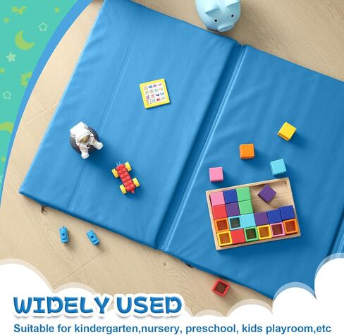 Wesiti 5 Pcs Folding Daycare Nap Mat 47" x 24" 1" Thick Nap Mats for Preschool 4 Section Rest Mats for Classroom Kids Rest Napping Mat Sleeping Mats for Daycare Preschool Home in Kuwait