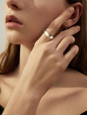 Fidget Ring for Anxiety Stainless Steel Silver/Gold Stress Relief Spinner Ring for Women Men Hammered Finish in Saudi Arabia