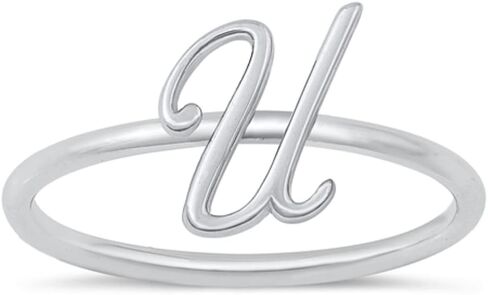 925 Sterling Silver Initial Script Ring in Saudi Arabia