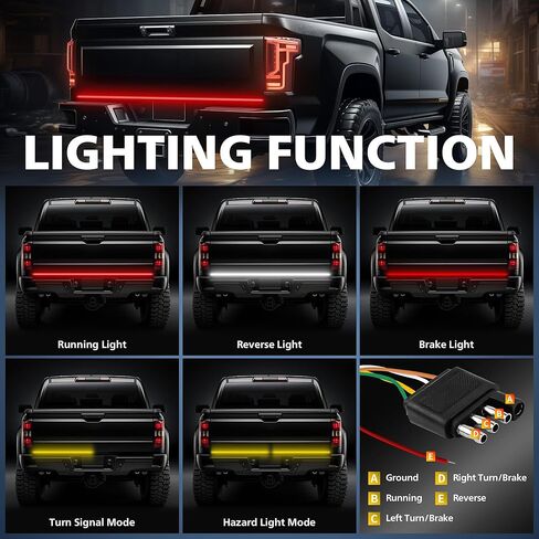 4WDKING شريط إضاءة للسرير الأبيض للشاحنة، 3 قطع شريط LED 60 بوصة، 270 مصباح LED نيون، IP68 مقاوم للماء، كابل تمديد لشاحنة بيك اب كامبر RV SUV Boat in Kuwait