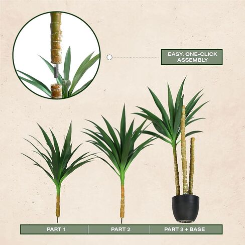 ارتفاع واقعية Dracaena طوله 5 أقدام - لمسة حقيقية ومحمية مصنع يوكا في وعاء - نبات الصغار الاصطناعي مزيف مع زارع أسود داخلي ديكور الفناء في الهواء الطلق in Saudi Arabia