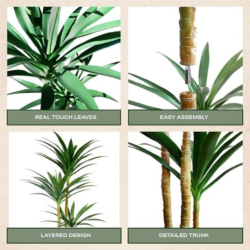 ارتفاع واقعية Dracaena طوله 5 أقدام - لمسة حقيقية ومحمية مصنع يوكا في وعاء - نبات الصغار الاصطناعي مزيف مع زارع أسود داخلي ديكور الفناء في الهواء الطلق in Saudi Arabia