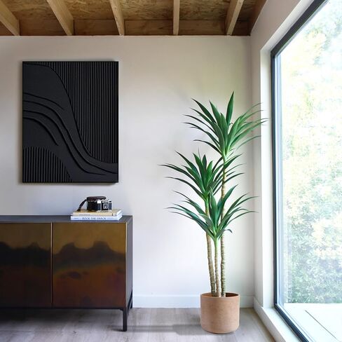 ارتفاع واقعية Dracaena طوله 5 أقدام - لمسة حقيقية ومحمية مصنع يوكا في وعاء - نبات الصغار الاصطناعي مزيف مع زارع أسود داخلي ديكور الفناء في الهواء الطلق in Saudi Arabia