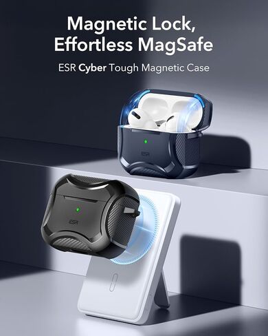 ESR for AirPods Pro 2nd Generation Case (HaloLock), Compatible with Airpods Pro Case 2nd/1st Gen (2023/2022/2019), Compatible with MagSafe, Powerful Drop Protection, Magnetic Lid, Black in Kuwait