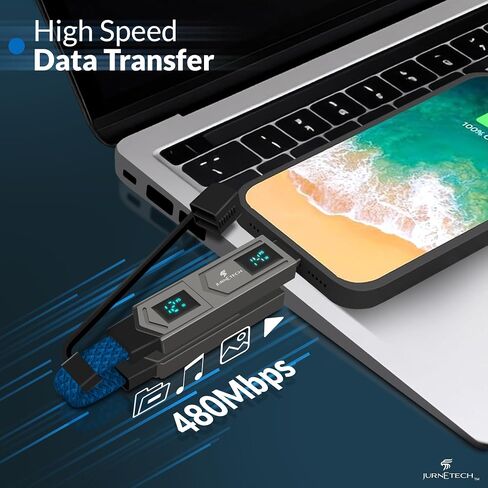 Magnetic 4 in 1 Multi Charging Cable with LED Display, Portable Keychain Charger, Fast as Lightning Charging/Type C/USB A/USB C Ports for iPhone iPad Mac AirPods Samsung Google, (65W) Black in Saudi Arabia
