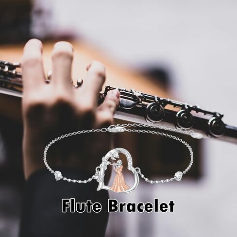 Music Bracelet for Women Sterling Silver Violin/Cello/Saxophone/Flute/Piano Bracelet Music Jewelry Gifts for Christmas Birthday in Kuwait