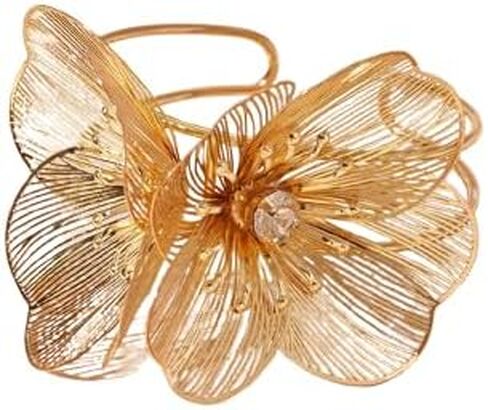 Gold Flower Bracelet for Women,Boho Crystal Flowers Hollowed Out Adjustable Bracelets Statement Irregular CZ Bracelet Bride Wedding Classic Jewelry in Saudi Arabia