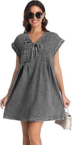 Womens Denim Romper 2025 Jean Dress v Shorts Shorts Tie Band Front Fruck Comple in Kuwait