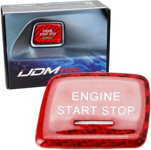 iJDMTOY Gloss Black Real Carbon Fiber Keyless Engine Start/Stop Push Start Button Cover Compatible with 2016-up Chevrolet Camaro in Kuwait