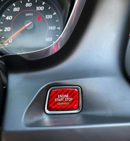 iJDMTOY Gloss Black Real Carbon Fiber Keyless Engine Start/Stop Push Start Button Cover Compatible with 2016-up Chevrolet Camaro in Kuwait