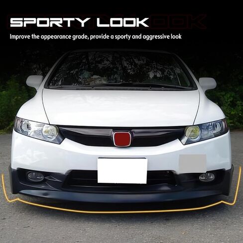 Front Bumper Lip Chin Spoiler, Compatible with 2009-2011 Honda Civic Sedan (USDM Only), MU Style PU Front Lower Splitter Protector, Unpainted Black, 1PC in Saudi Arabia