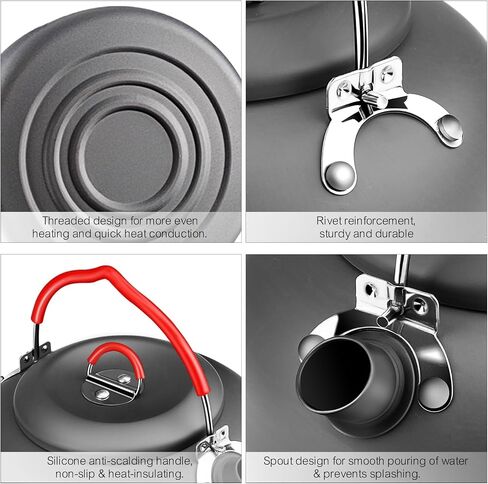 alocs 1L Camping Celling Teapot ، وعاء شاي القهوة المحمولة للتخييم للموقد ، وعلاج الشاي في الهواء الطلق ، والمشي لمسافات طويلة ، والتخييم ، والنزهة والسفر in Kuwait