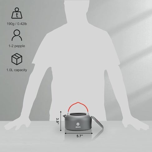 alocs 1L Camping Celling Teapot ، وعاء شاي القهوة المحمولة للتخييم للموقد ، وعلاج الشاي في الهواء الطلق ، والمشي لمسافات طويلة ، والتخييم ، والنزهة والسفر in Kuwait