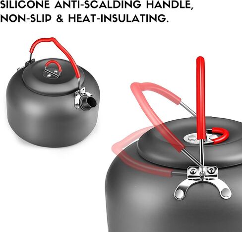 alocs 1L Camping Celling Teapot ، وعاء شاي القهوة المحمولة للتخييم للموقد ، وعلاج الشاي في الهواء الطلق ، والمشي لمسافات طويلة ، والتخييم ، والنزهة والسفر in Kuwait