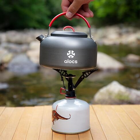 alocs 1L Camping Celling Teapot ، وعاء شاي القهوة المحمولة للتخييم للموقد ، وعلاج الشاي في الهواء الطلق ، والمشي لمسافات طويلة ، والتخييم ، والنزهة والسفر in Kuwait