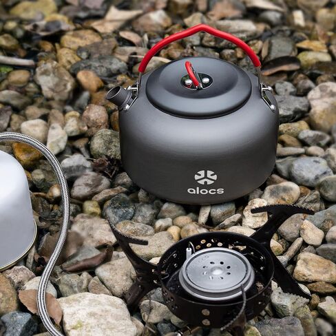 alocs 1L Camping Celling Teapot ، وعاء شاي القهوة المحمولة للتخييم للموقد ، وعلاج الشاي في الهواء الطلق ، والمشي لمسافات طويلة ، والتخييم ، والنزهة والسفر in Kuwait