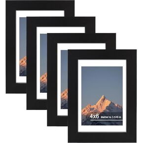5x7 Picture Frame Set of 4, High Definition Real Glass, Display Pictures 4x6 with Mat or 5x7 Without Mat, Gallery Wall Hanging or Tabletop Photo Frames, Blue in Saudi Arabia