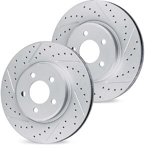 R1 Concepts Front Brakes and Rotors| Front Drilled Slotted Brake Rotors| Front Disc Brake Rotors| Fits 2008-2015 Mitsubishi Lancer in Saudi Arabia