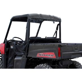 SuperATV Rear Windshield for Polaris Ranger Midsize 500 / 570 / Crew / ETX / EV (See Fitment) | 1/4" Thick Clear Polycarbonate 250x Stronger Than Glass and 25x Stronger Than Acrylic | USA Made in Kuwait