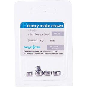 5 قطعة من الفولاذ المقاوم للصدأ تاج الأسنان الفك السفلي D تاج الضواحك للمراهقات لحماية الأسنان الأولى (DLL5) in Kuwait