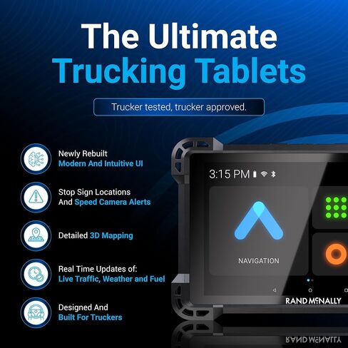 Rand McNally TND 1050 ملاح شاحنة GPS مقاس 10 بوصة، شاشة سهلة القراءة، توجيه شاحنة مخصص، ملاحة Rand، وواقي قابل للإزالة، أسود in Kuwait