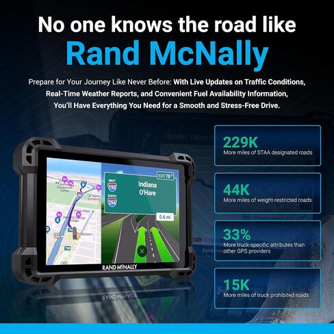 Rand McNally TND 1050 ملاح شاحنة GPS مقاس 10 بوصة، شاشة سهلة القراءة، توجيه شاحنة مخصص، ملاحة Rand، وواقي قابل للإزالة، أسود in Kuwait