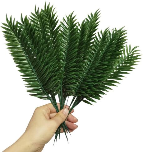 24 Pieces Mini Leaves Decor Tropical Leaves,11 Inch Small Artificial Palm Leaves,Fake Leaves for Jungle Party Decorations Tropical Cake Decorations in Saudi Arabia