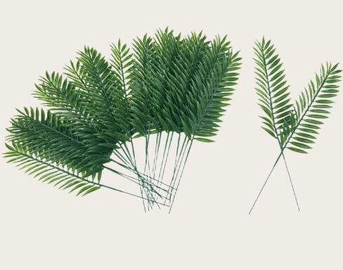 24 Pieces Mini Leaves Decor Tropical Leaves,11 Inch Small Artificial Palm Leaves,Fake Leaves for Jungle Party Decorations Tropical Cake Decorations in Saudi Arabia