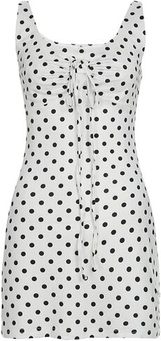 Polka Dot Mini Dress for Women Sleeveless Tank Halter Dress Vintage Downtown Girl Clothes Party Going Out in Saudi Arabia