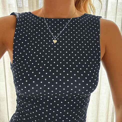 Polka Dot Mini Dress for Women Sleeveless Tank Halter Dress Vintage Downtown Girl Clothes Party Going Out in Saudi Arabia