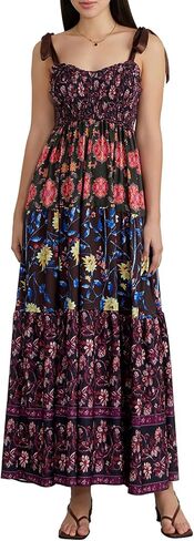 NUFIWI Women Boho Graffiti Cami Long Long Graphic Spaghetti Strap Flowy Maxi Dress Square Dep in Saudi Arabia
