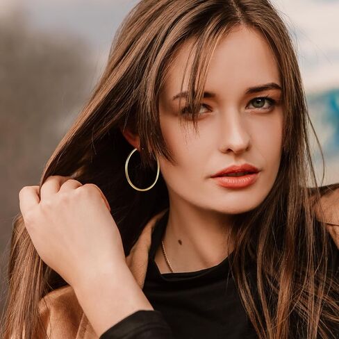 6 أزواج غير مشوهة الأطواق الذهبية الرقيقة للنساء 6 أحجام من الذهب جولد مقاوم للماء أقراط النساء خفيفة الوزن الأطواق اللطيفة مجموعة مناسبة للسيدات عيد ميلاد مهرجان زفاف مهرجان in Kuwait