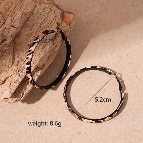 Leopard Print Earrings Large Hoop Circle Earrings for Women Vintage Animal Print Earrings Black Chunky Big Round Huggie Hoops Earrings Fashion Statement Earrings in Saudi Arabia