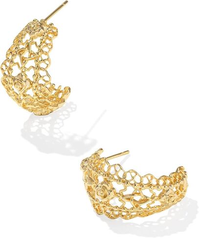 Kendra Scott Womens Krista Lace Huggie أقراط الذهب بحجم واحد بحجم واحد in Saudi Arabia