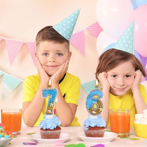 Blue Number 4 Birthday Candle Beach Starfish Number 4 Cake Candle Glitter Sequins Birthday Number Cake Topper Candle Blue Mermaid Summer Ocean Themed Birthday Wedding Decorations in Saudi Arabia