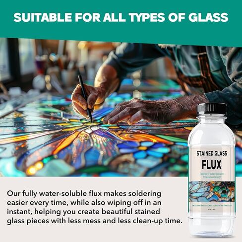 Premium Clean Flux Cleaner - Flux Cleaner, for Stained Glass Soldering, Flux Remover for Stained Glass - Professional Stained Glass Supplies - 8 Oz in Kuwait