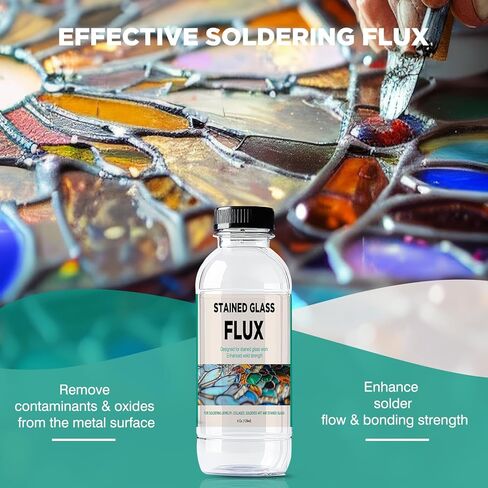 Premium Clean Flux Cleaner - Flux Cleaner, for Stained Glass Soldering, Flux Remover for Stained Glass - Professional Stained Glass Supplies - 8 Oz in Kuwait