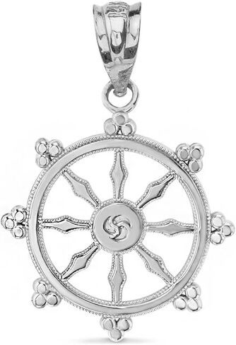 Claddagh Gold Sterling Silver Dharmachakra Wheel of the Dharma Buddhism Symbol. in Saudi Arabia