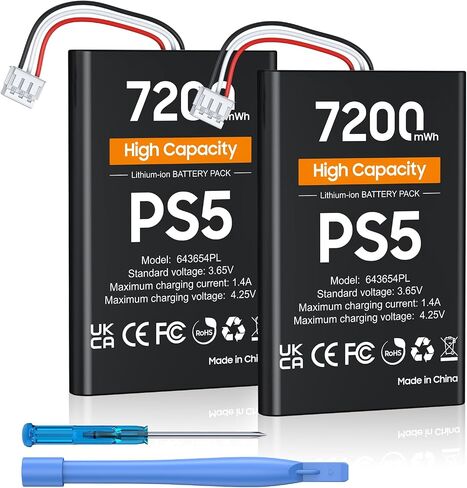 3000mAh PS5 Controller Battery, Large Capacity PS5 Battery, Rechargeable PS5 Controller Battery Pack PS5 Controller Battery Replacement for PS5 DualSense Controller(Not fit for PS5 DualSense Edge) in Saudi Arabia