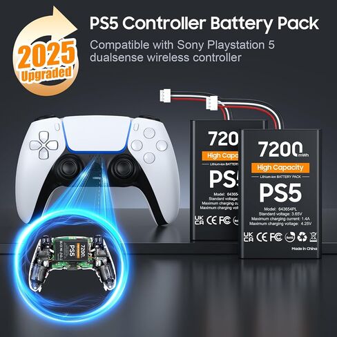 3000mAh PS5 Controller Battery, Large Capacity PS5 Battery, Rechargeable PS5 Controller Battery Pack PS5 Controller Battery Replacement for PS5 DualSense Controller(Not fit for PS5 DualSense Edge) in Saudi Arabia