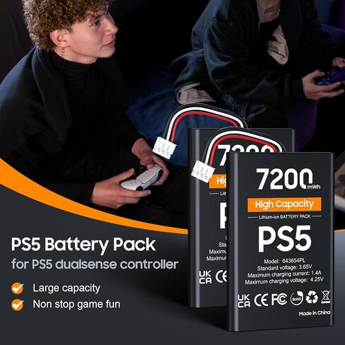 3000mAh PS5 Controller Battery, Large Capacity PS5 Battery, Rechargeable PS5 Controller Battery Pack PS5 Controller Battery Replacement for PS5 DualSense Controller(Not fit for PS5 DualSense Edge) in Saudi Arabia