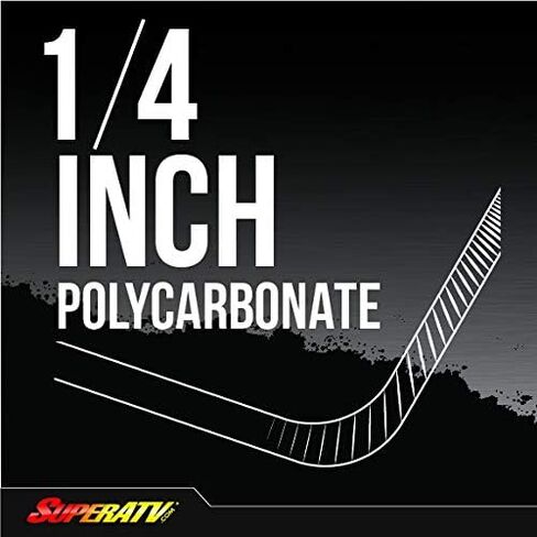 SuperATV Rear Windshield for Polaris Ranger Midsize 500 / 570 / Crew / ETX / EV (See Fitment) | 1/4" Thick Clear Polycarbonate 250x Stronger Than Glass and 25x Stronger Than Acrylic | USA Made in Saudi Arabia
