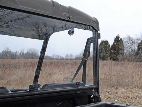 SuperATV Rear Windshield for Polaris Ranger Midsize 500 / 570 / Crew / ETX / EV (See Fitment) | 1/4" Thick Clear Polycarbonate 250x Stronger Than Glass and 25x Stronger Than Acrylic | USA Made in Saudi Arabia
