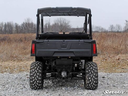 SuperATV Rear Windshield for Polaris Ranger Midsize 500 / 570 / Crew / ETX / EV (See Fitment) | 1/4" Thick Clear Polycarbonate 250x Stronger Than Glass and 25x Stronger Than Acrylic | USA Made in Saudi Arabia