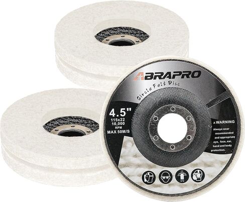 ABARPRO 4.5" x 7/8" Vertical Wool Polishing Disc for Angle Grinder, Wool Buffing Wheel Pad for Polishing Rough Surface to a Mirror Finish, for Metal Aluminum Marble Wood, 5 Pack in Saudi Arabia