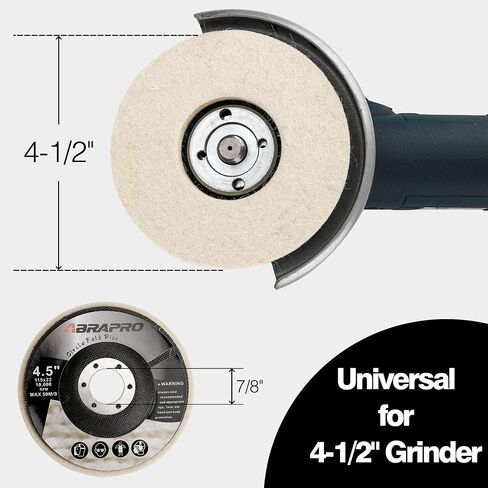 ABARPRO 4.5" x 7/8" Vertical Wool Polishing Disc for Angle Grinder, Wool Buffing Wheel Pad for Polishing Rough Surface to a Mirror Finish, for Metal Aluminum Marble Wood, 5 Pack in Saudi Arabia
