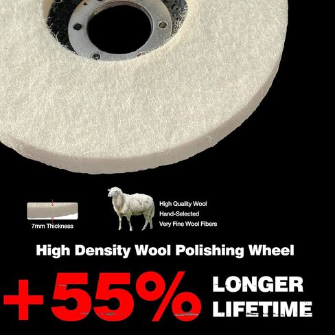 ABARPRO 4.5" x 7/8" Vertical Wool Polishing Disc for Angle Grinder, Wool Buffing Wheel Pad for Polishing Rough Surface to a Mirror Finish, for Metal Aluminum Marble Wood, 5 Pack in Saudi Arabia