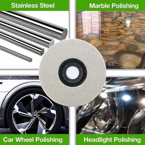 ABARPRO 4.5" x 7/8" Vertical Wool Polishing Disc for Angle Grinder, Wool Buffing Wheel Pad for Polishing Rough Surface to a Mirror Finish, for Metal Aluminum Marble Wood, 5 Pack in Saudi Arabia