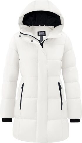 Skieer Women's Winter Coat Warm Padded Long Puffer Jacket Waterproof Hooded Snow Coat in Kuwait