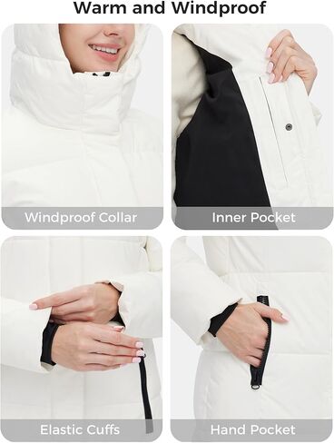 Skieer Women's Winter Coat Warm Padded Long Puffer Jacket Waterproof Hooded Snow Coat in Kuwait